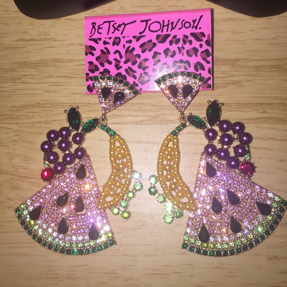 Betsey Johnson Jewelry - Betsey Johnson Rhinestone Fruit Earrings